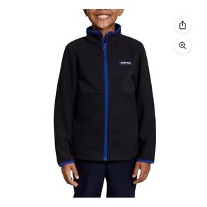 Lands' End Boy's Breathable Grid Fleece Full-Zip Jacket XL 14–6 Black